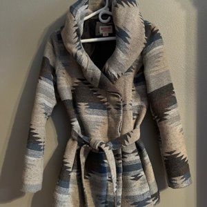 Women's Mossimo Supply Co Hooded Southwestern Print Coat Button Jacket Sz Small